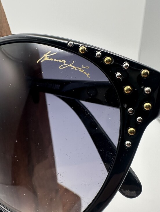 KJL Y2K Black Oversized Sunglasses with Stud Accents